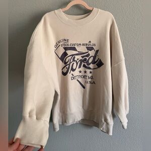 Abercrombie & Fitch Cream Ford Graphic Crewneck Sweatshirt | Size XL